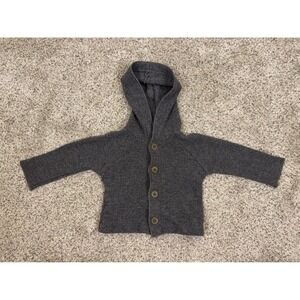 1 + in the family Kids Grey Blue Hooded Knit Button Cardigan Sweater 6M Spain